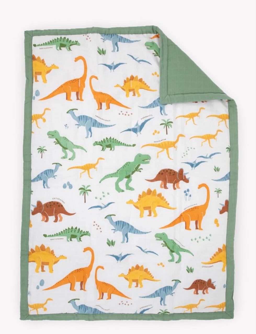 Baumwolll-Muslin Toddler Comforter, Dino Names