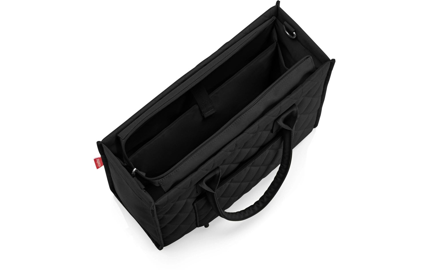 Handtasche, Schwarz, geflockt, Innere Fächer, Reißverschlussfach