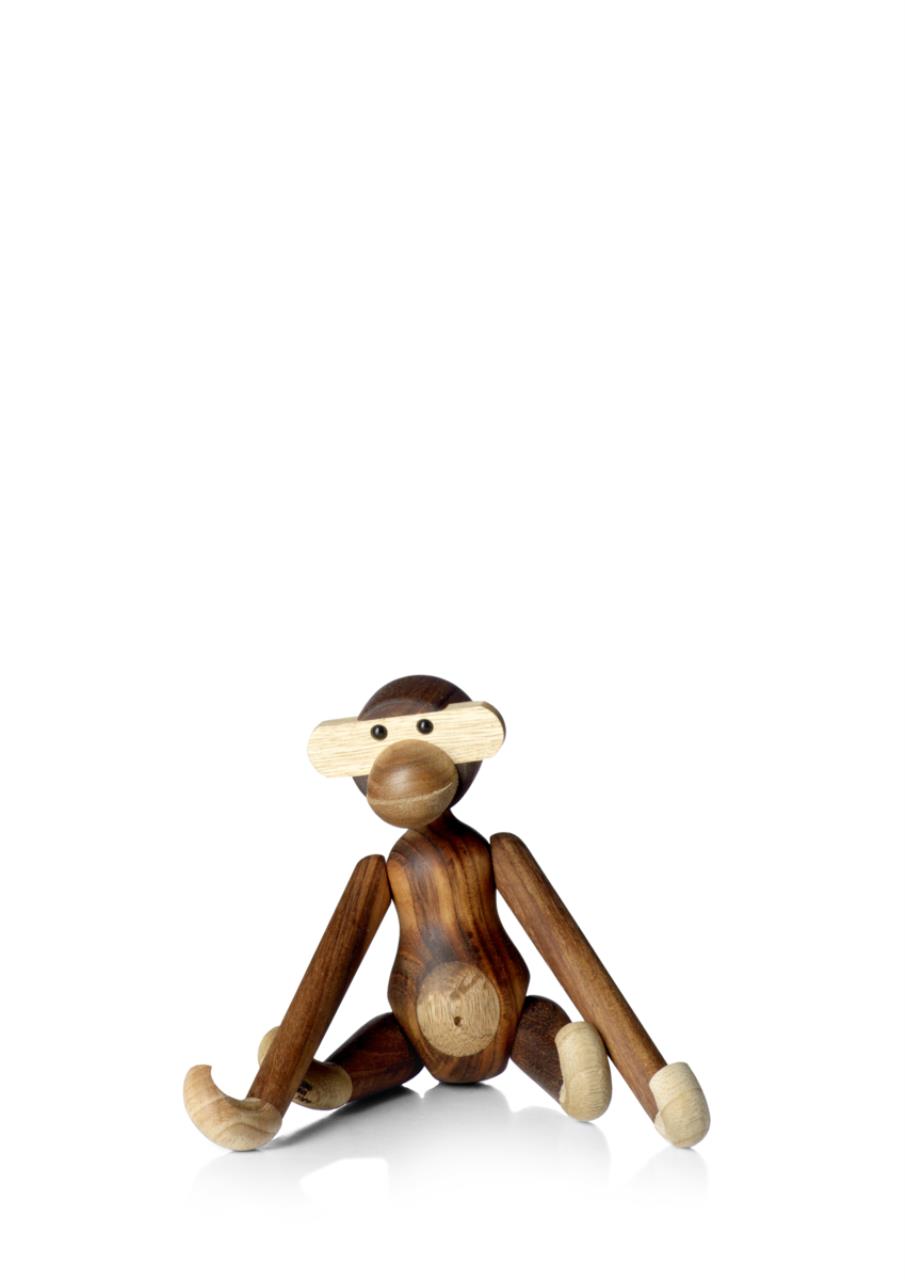 Affe klein, 18.5cm, Teak/Limba
