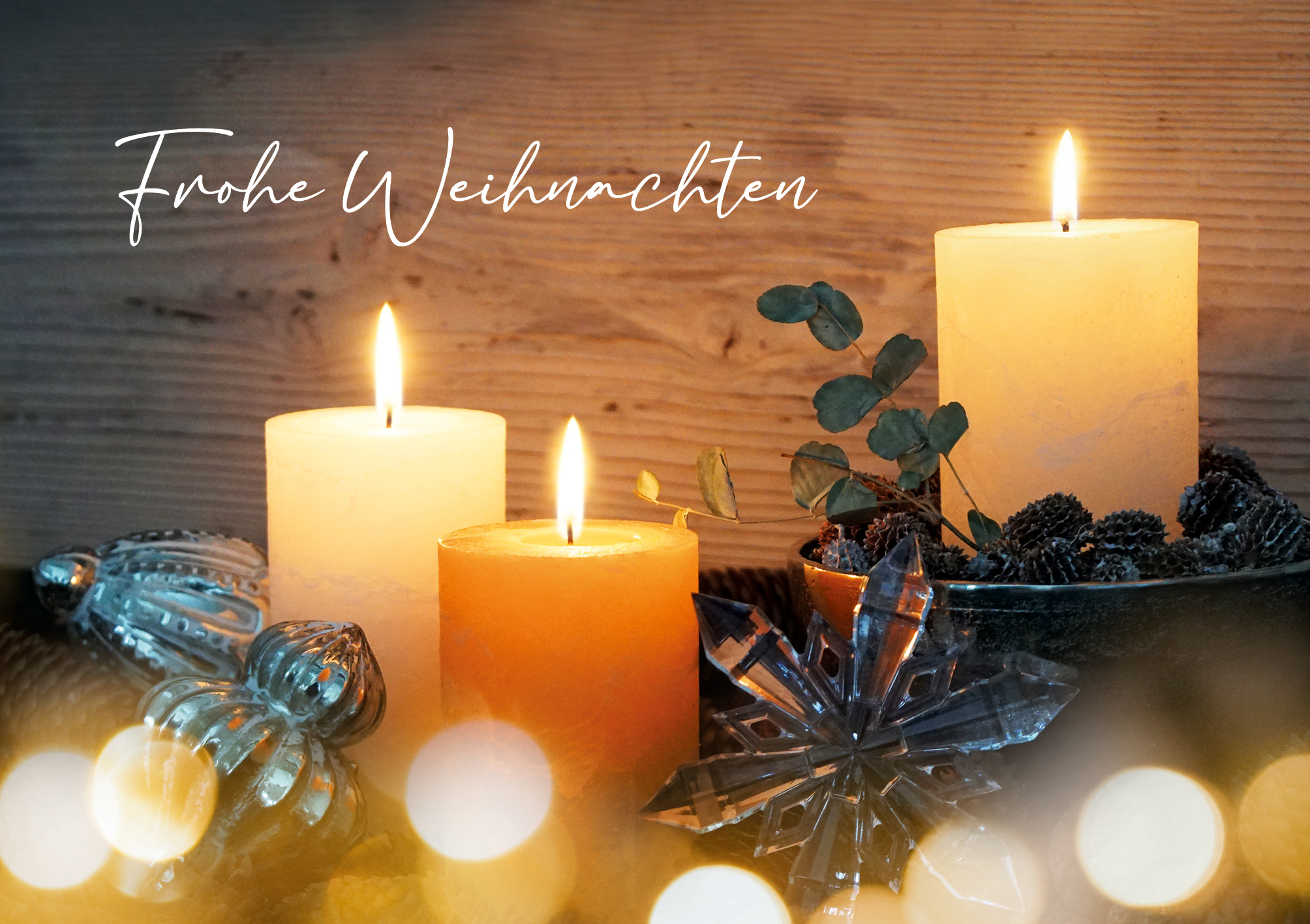 Frohe Weihnachten - Grusskarte mit Kerzen