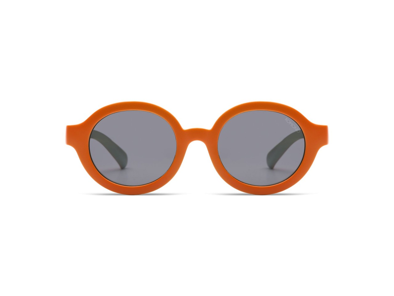 orangefarbene Sonnenbrille, runde Brille, Plastikrahmen, graue Gläser, Modebrille