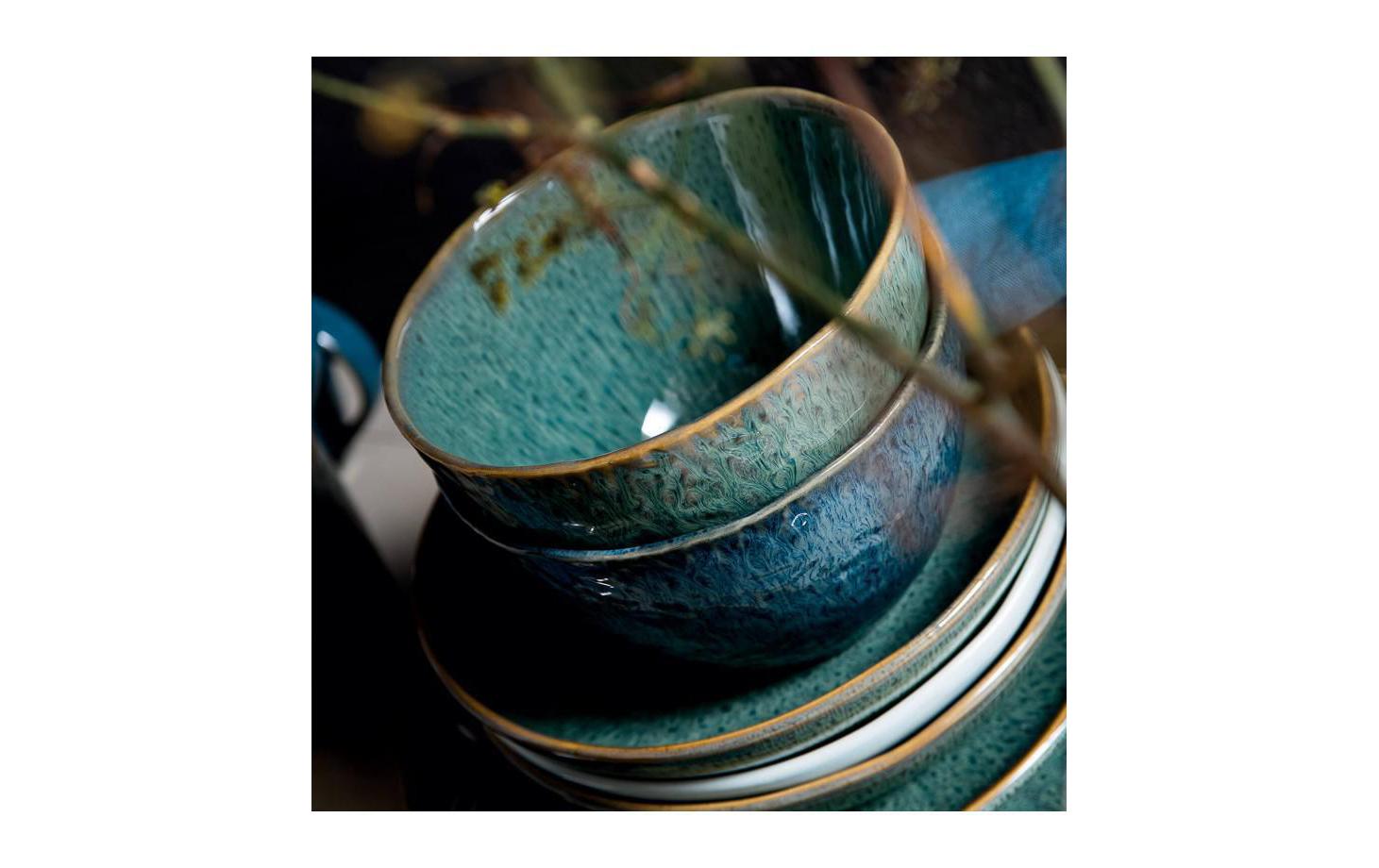 Leonardo Schale Matera 980ml Grün Töpferei, Schüssel, Suppenschüssel, Untertasse, Porzellan