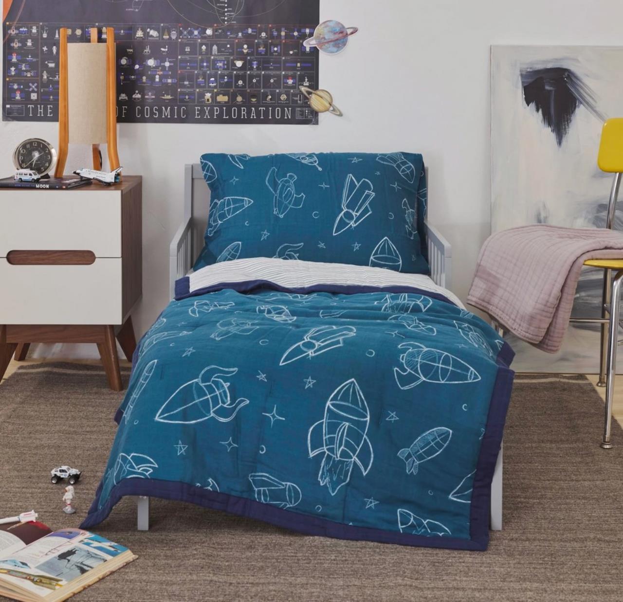 Baumwolll-Muslin Toddler Comforter, Blast Off