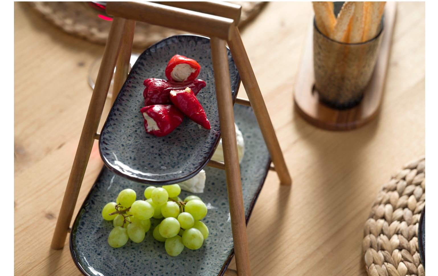 Leonardo Etagere Matera oval grau Essen, Obst, Pflanze, Produzieren, Präsentation des Essens