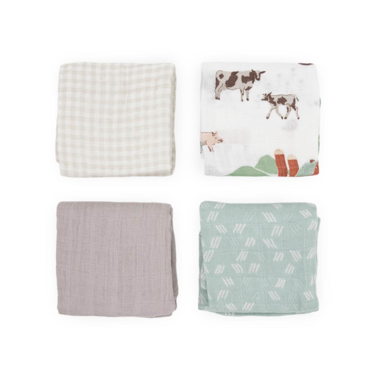 Baumwoll-Muslin Squares, Farmyard Set