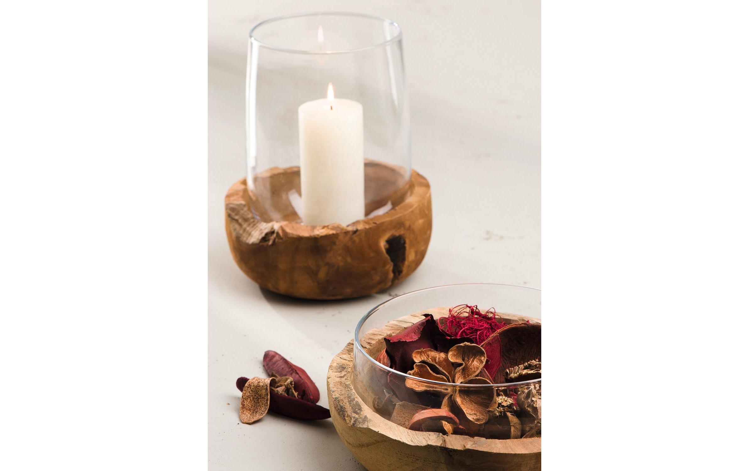 Leonardo Schale mit Teaksockel 28cm Kerze, Kerze