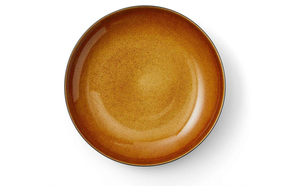 Teller, Tonware, Keramik, Orange-braun, Speiseteller