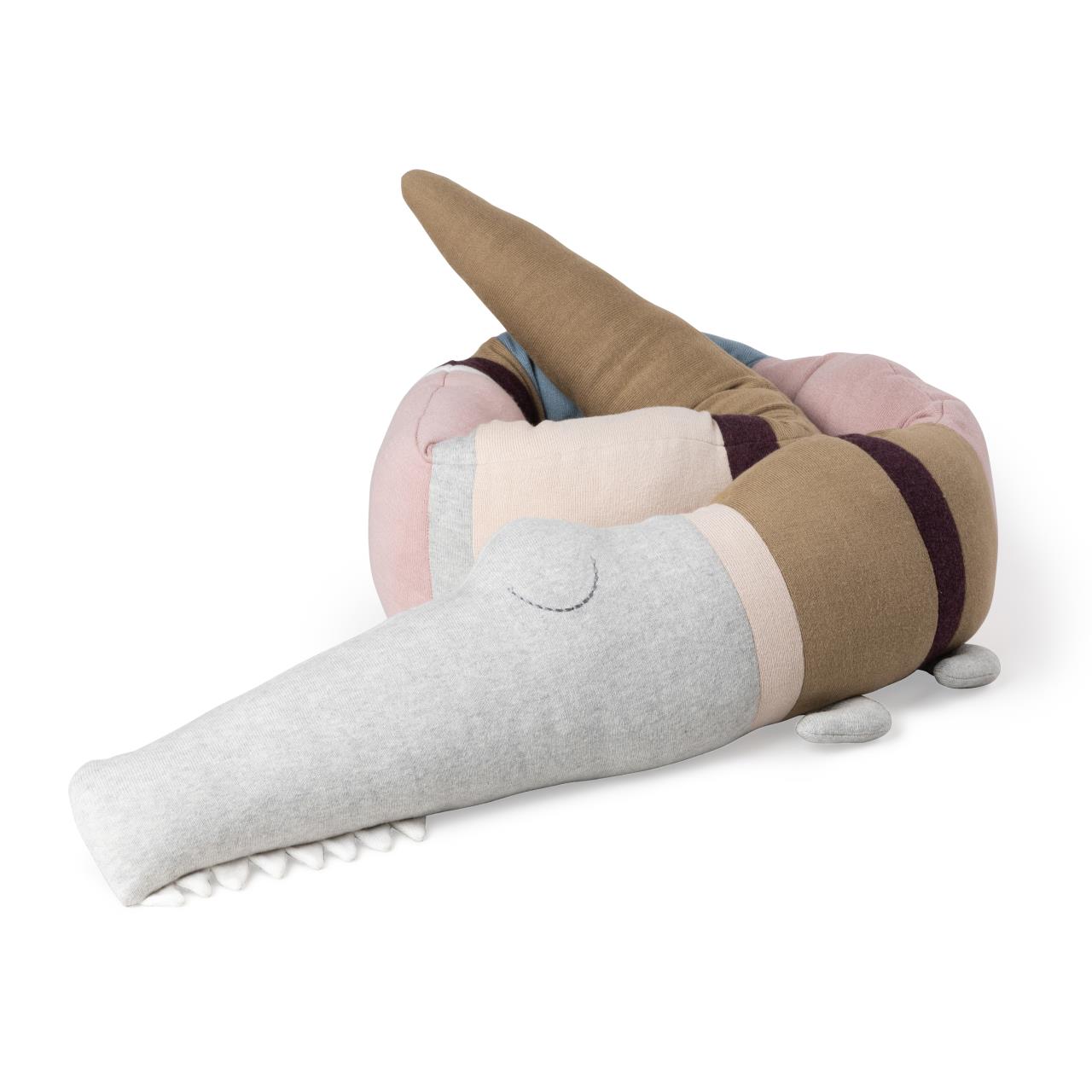 Gestrickte Bettschlange, Sleepy Croc, Birchbark Rose Mix