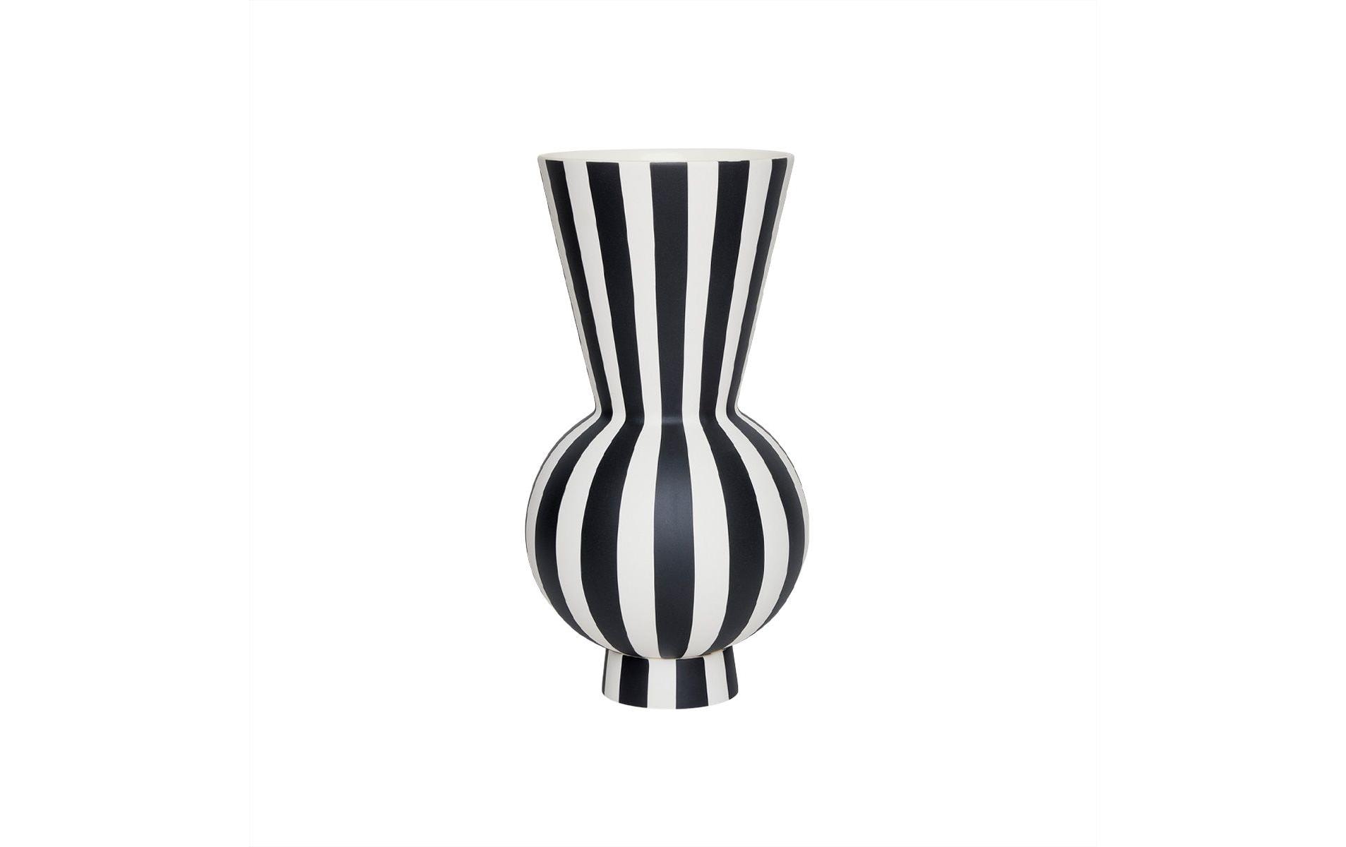OYOY Vase Toppu Rund, weiss/schwarz