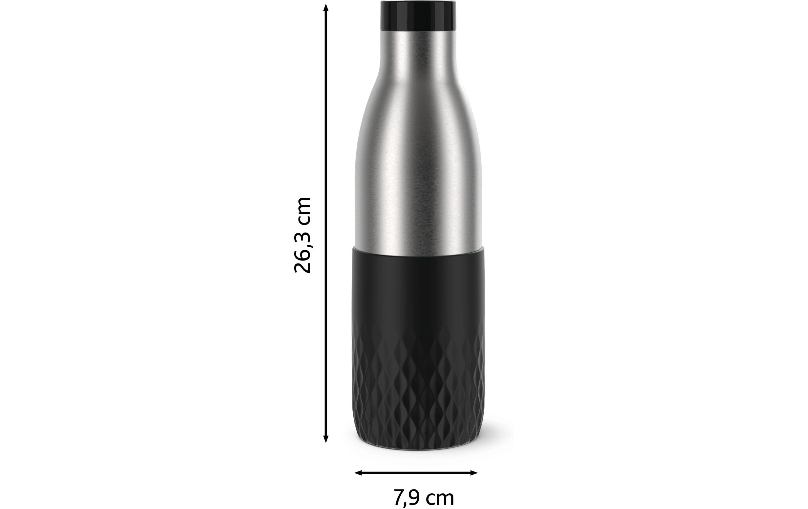 Trinkflasche, Stahl, Metallisch, Schwarz, Griffstruktur