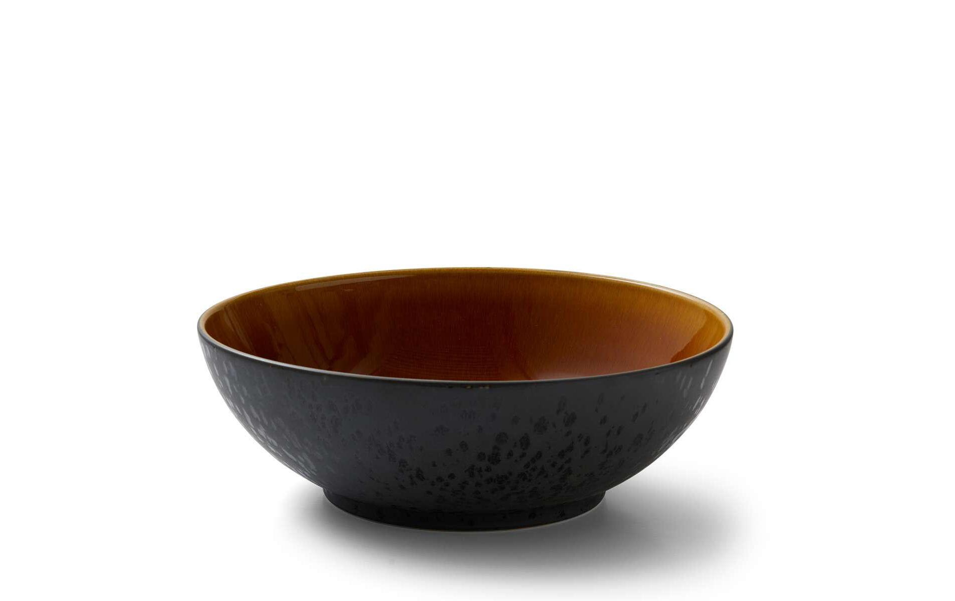 Schüssel, Keramikschüssel, Schüssel mit Emaille/Glasur, Schwarz mit brauner Innenfläche, Bowl