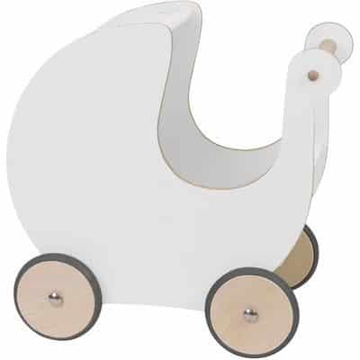 Puppenkinderwagen aus Holz, weiss Puppenkinderwagen aus Holz, weiss