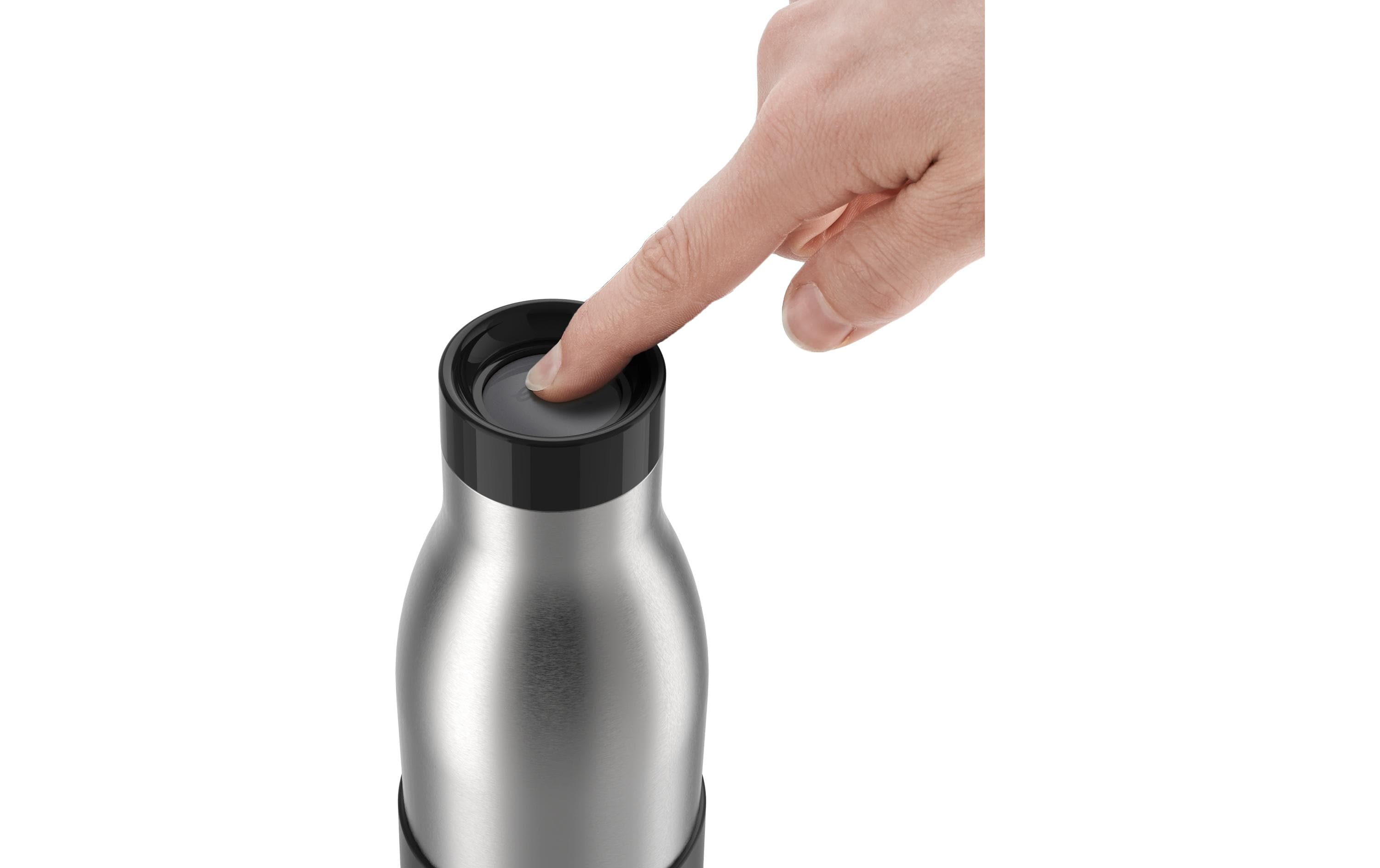 Trinkflasche, Stahl, Thermo, Drehverschluss, Silikonrondell