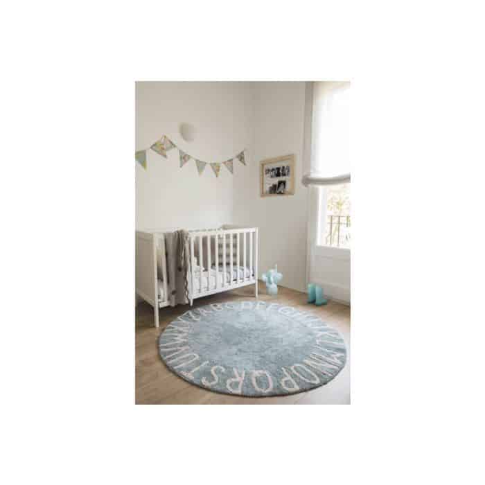 Rug Round ABC Vintage Blue-Natural Rug Round ABC Vintage Blue-Natural