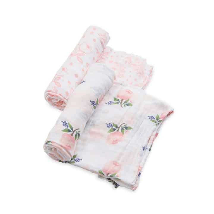 Organic Cotton Muslin Swaddle 2 Pack - Watercolor Rose
