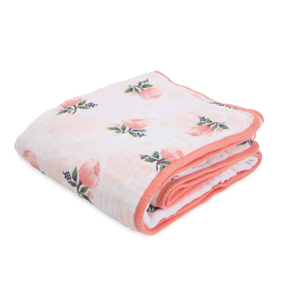 Cotton Muslin Quilt - Watercolor Rose