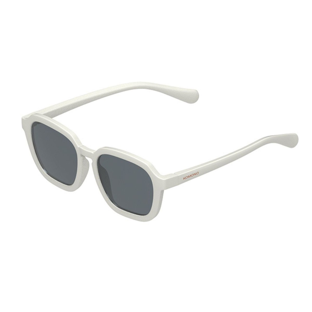 Sonnenbrille, weißer Rahmen, dunkle Gläser, abgerundete Quadratform, unisex