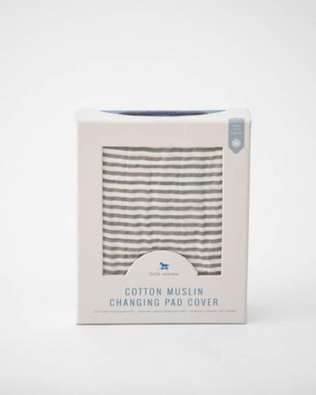 Baumwoll-Muslin Überzug für Wickelunterlage Grey Stripe