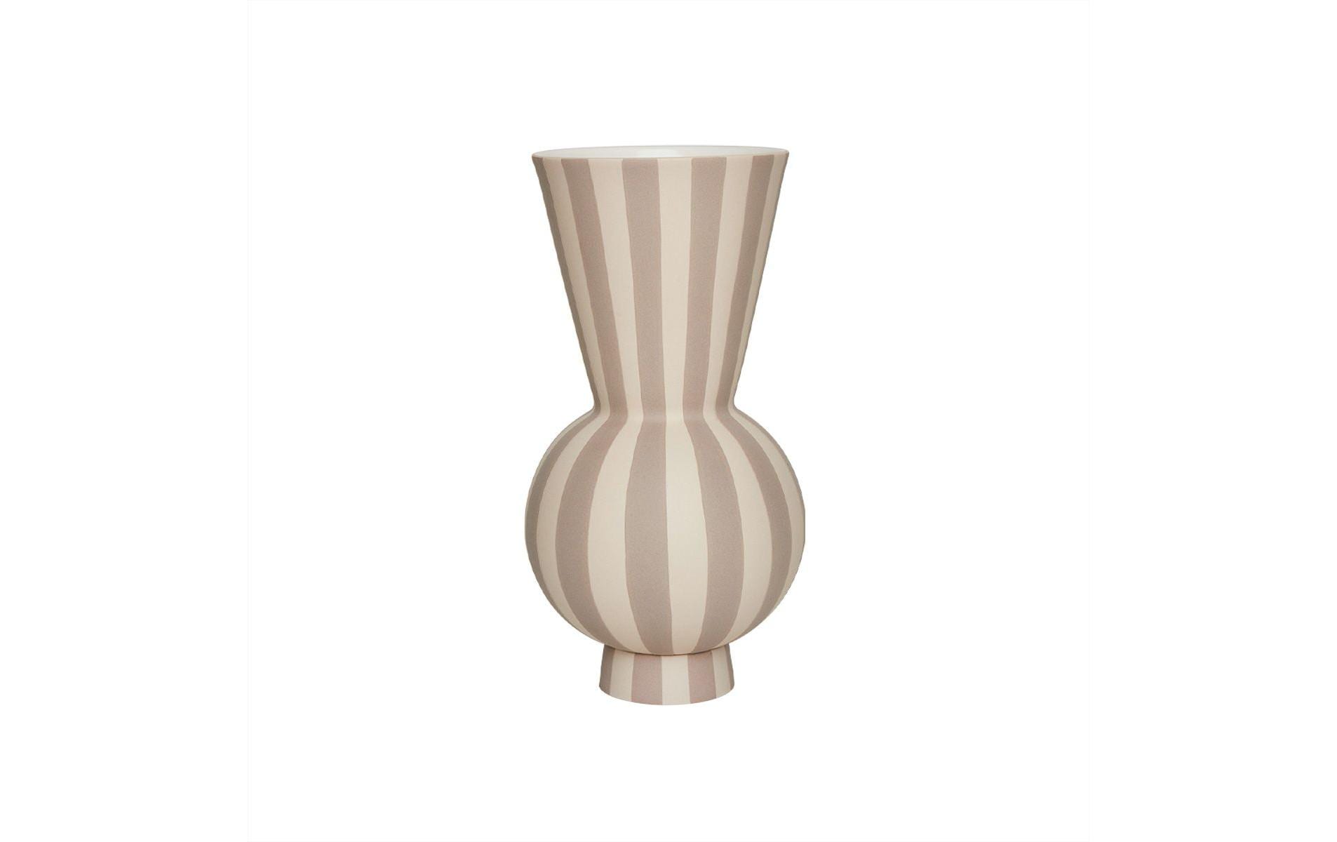 OYOY Vase Toppu Rund, weiss/grau