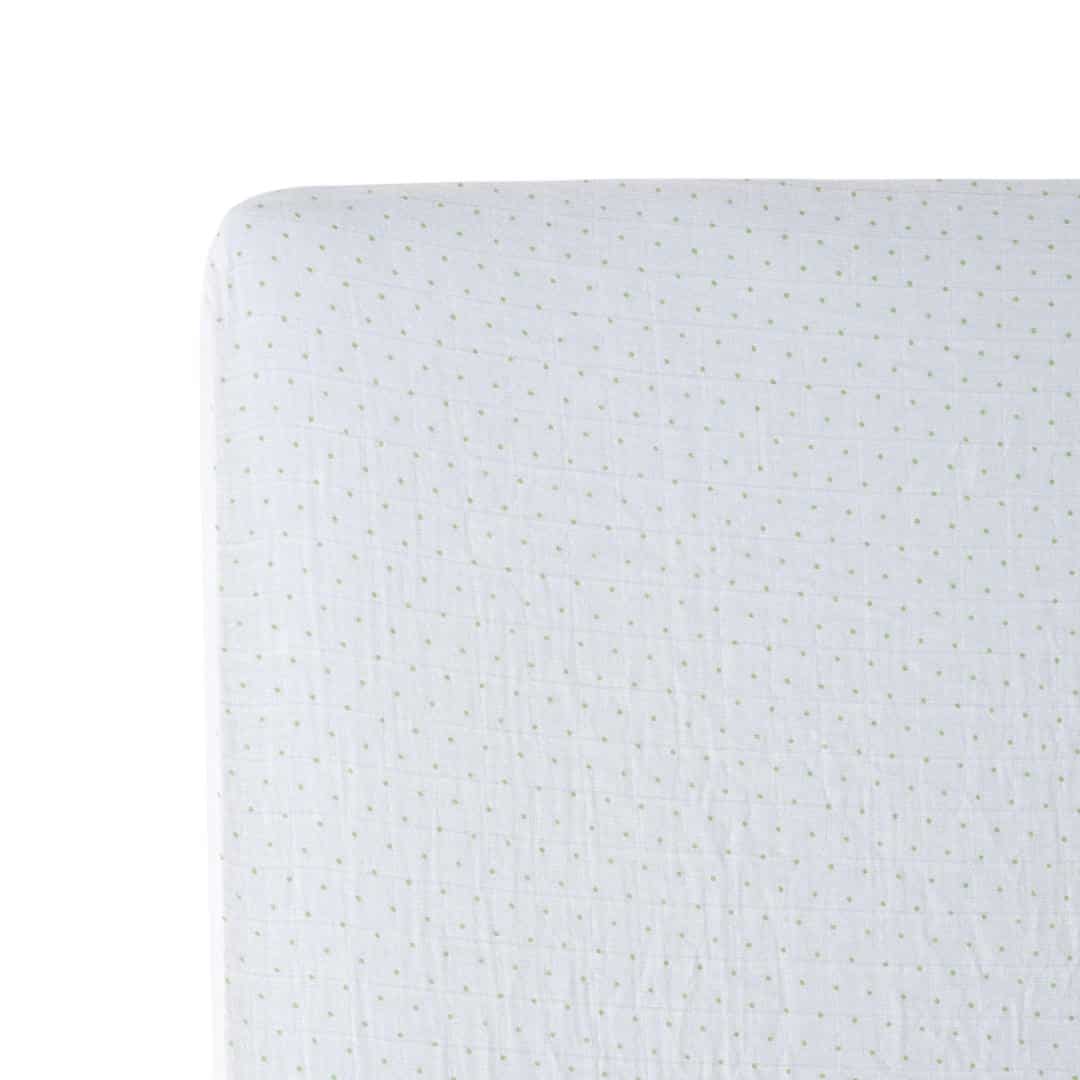 Cotton Muslin Crib Sheet - Green Dot