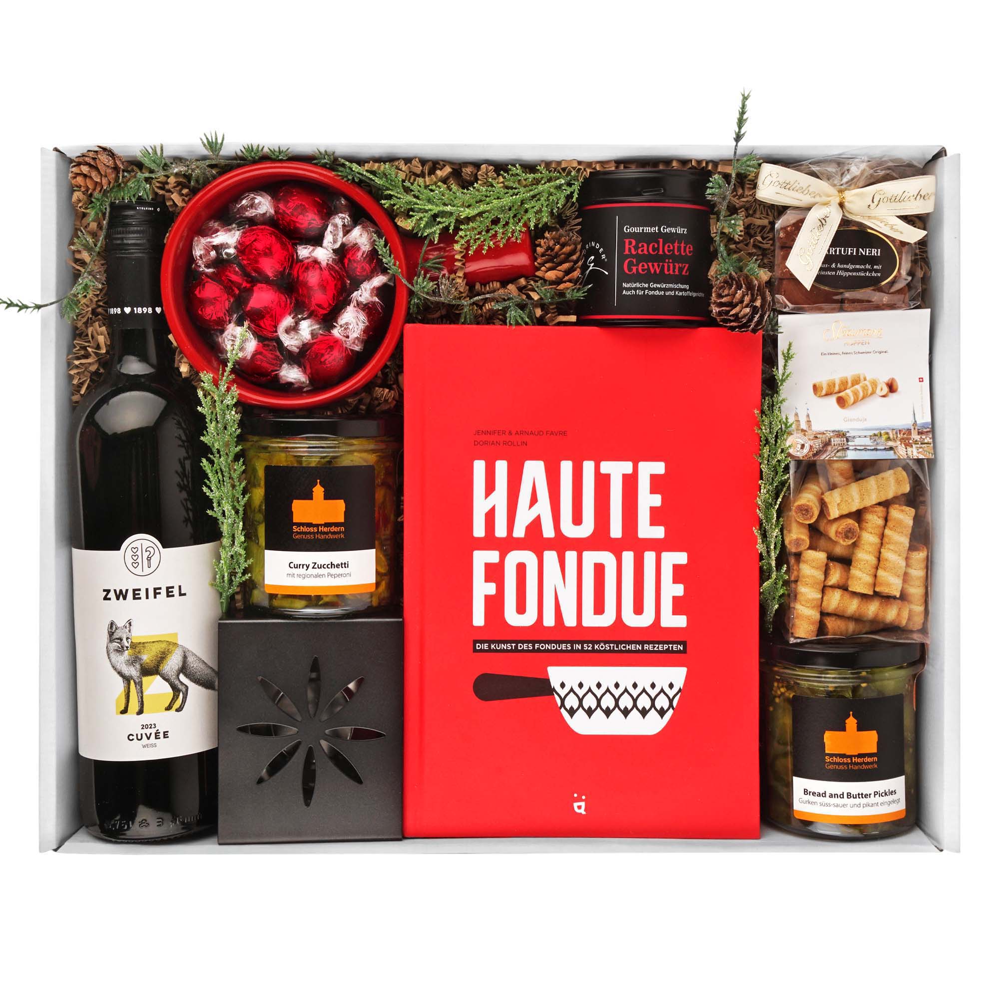 Geschenkkorb "Haute Fondue" Alkohol, Getränk, Schnaps, Alkohol, Getränk, Schnaps