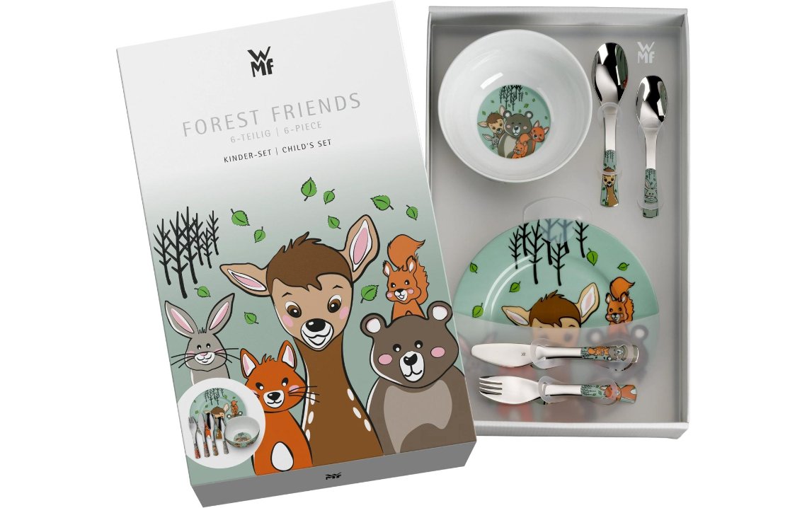 WMF Kinderbesteckset Forest Friends Besteck, Gabel, Löffel, Teller, Bär