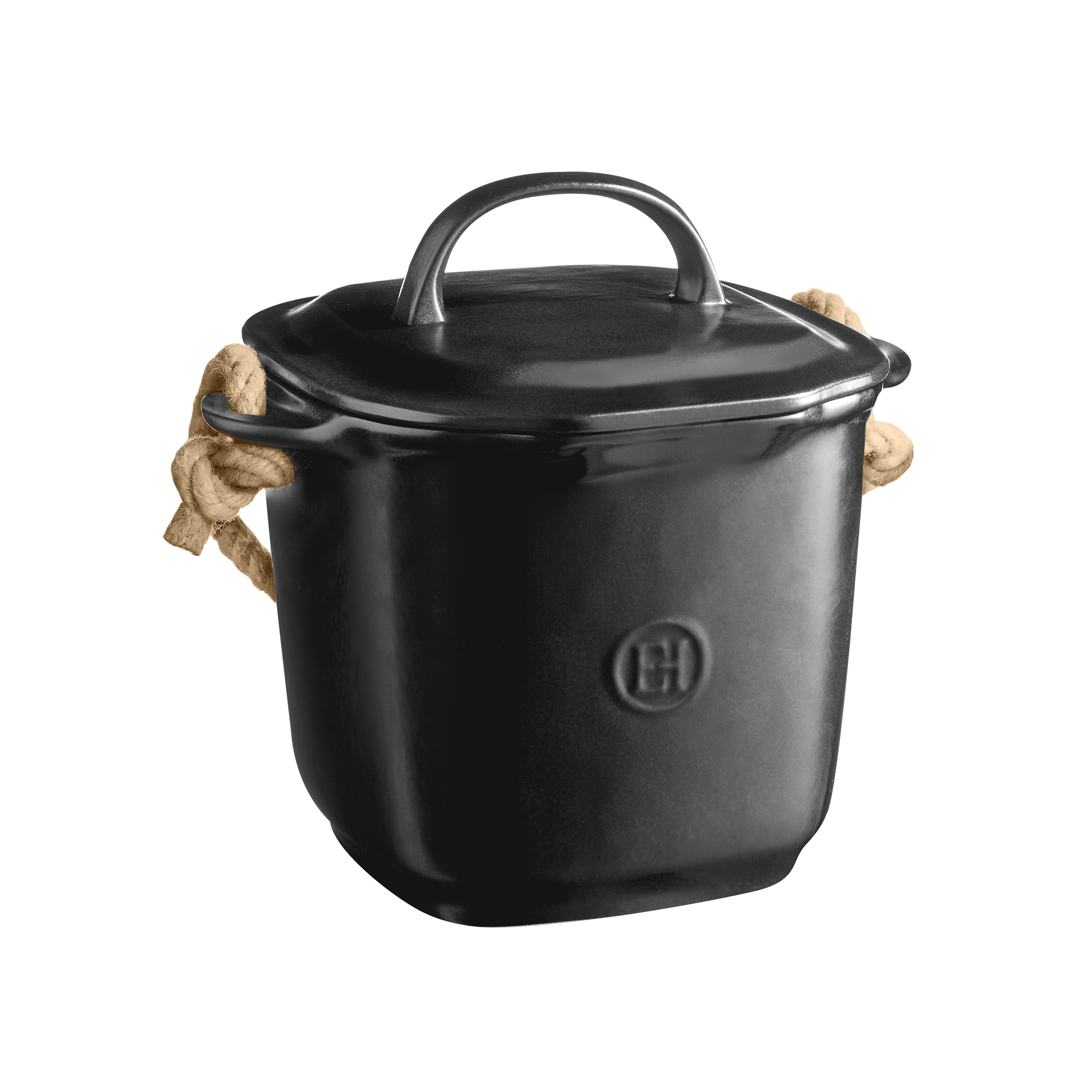 Kompostbehälter aus Keramik 25x20.5x24 cm schwarz