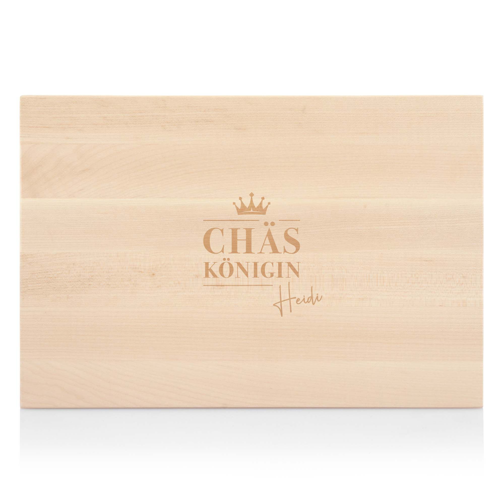 Schneidebrett Ahorn massiv Swiss Made, "Chäs Königin“, S 270x180x20mm Schneidebrett Ahorn massiv Swiss Made, "Chäs Königin“, S 270x180x20mm