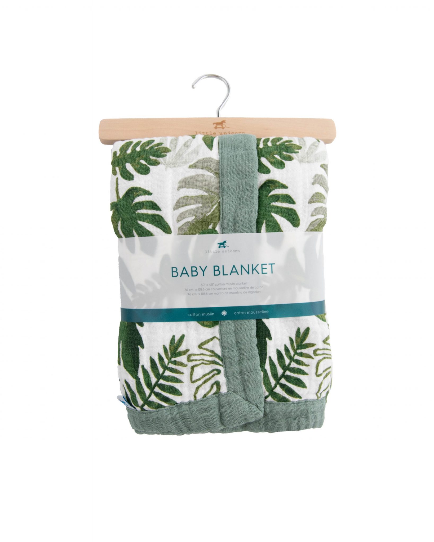 Cotton Muslin Baby Blanket - Tropical Leaf