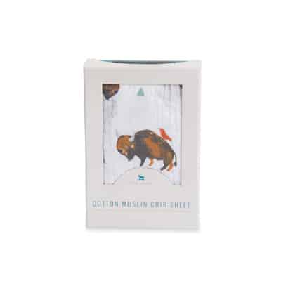 Cotton Muslin Crib Sheet - Bison