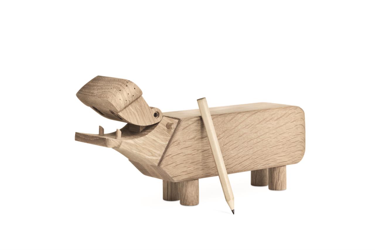 Flusspferd, 9cm, Eiche