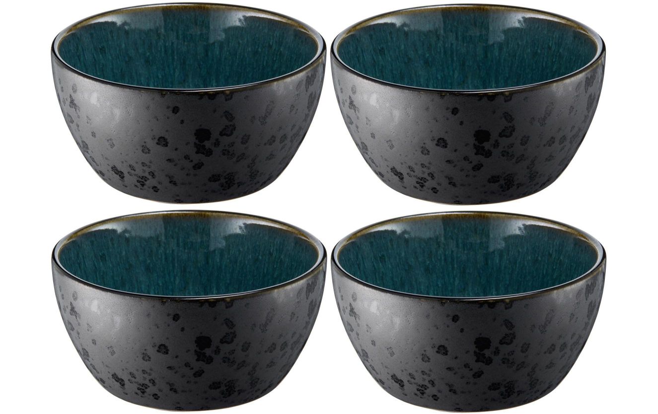 Schüssel, Porzellan, Teal Innenfarbe, gepunktet, Set von 4