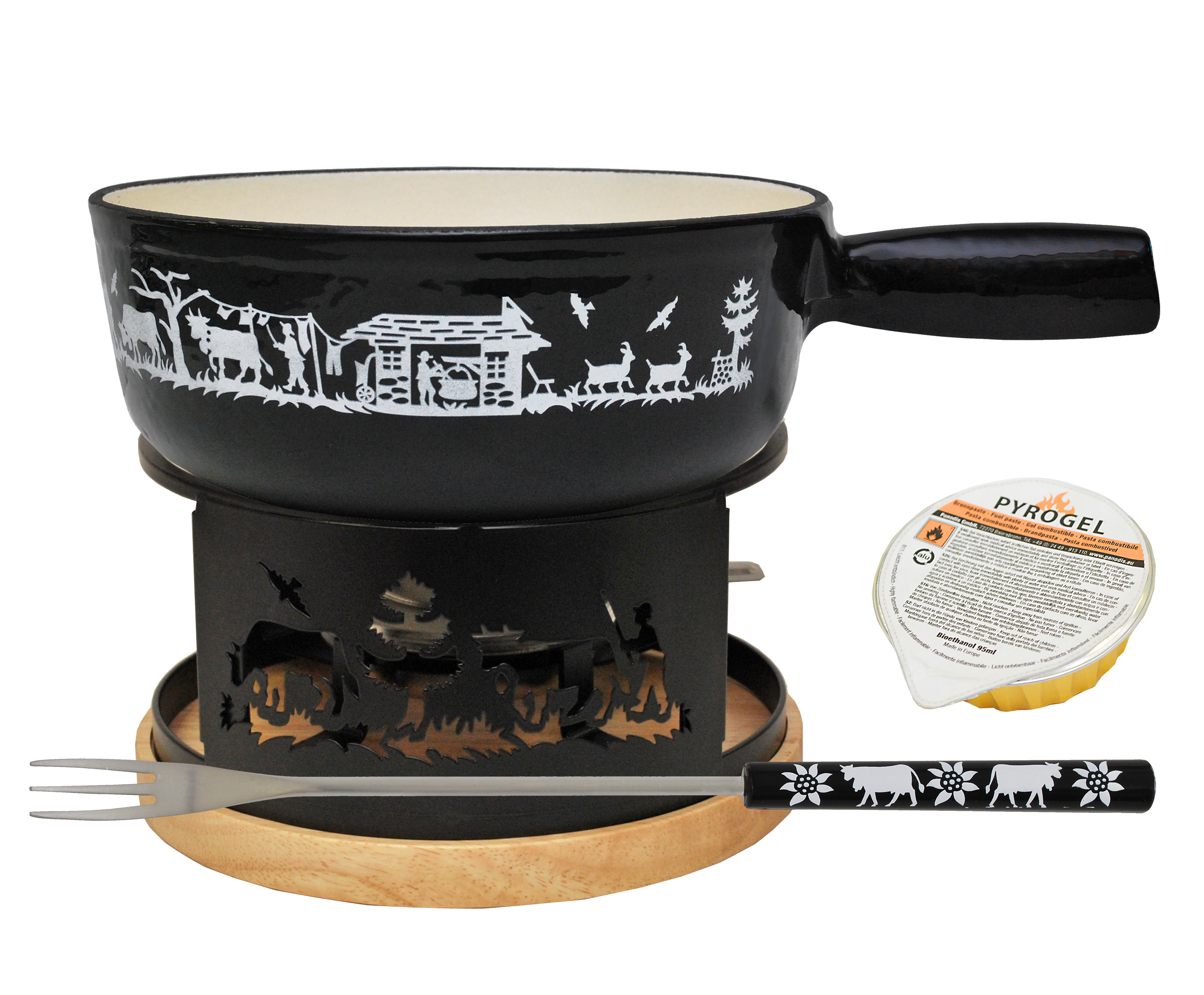 Alpes Fondue-Set 9-tlg schwarz 23 cm