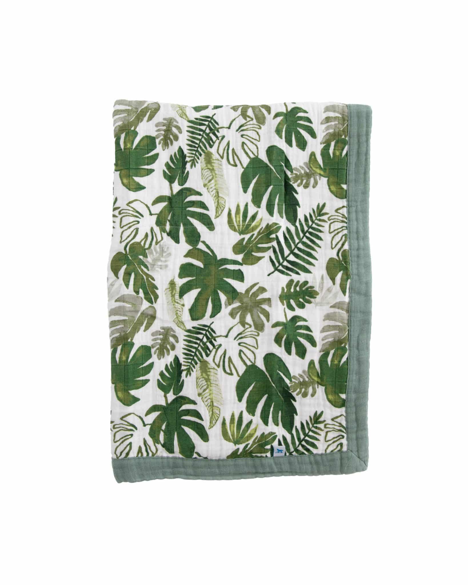 Cotton Muslin Baby Blanket - Tropical Leaf