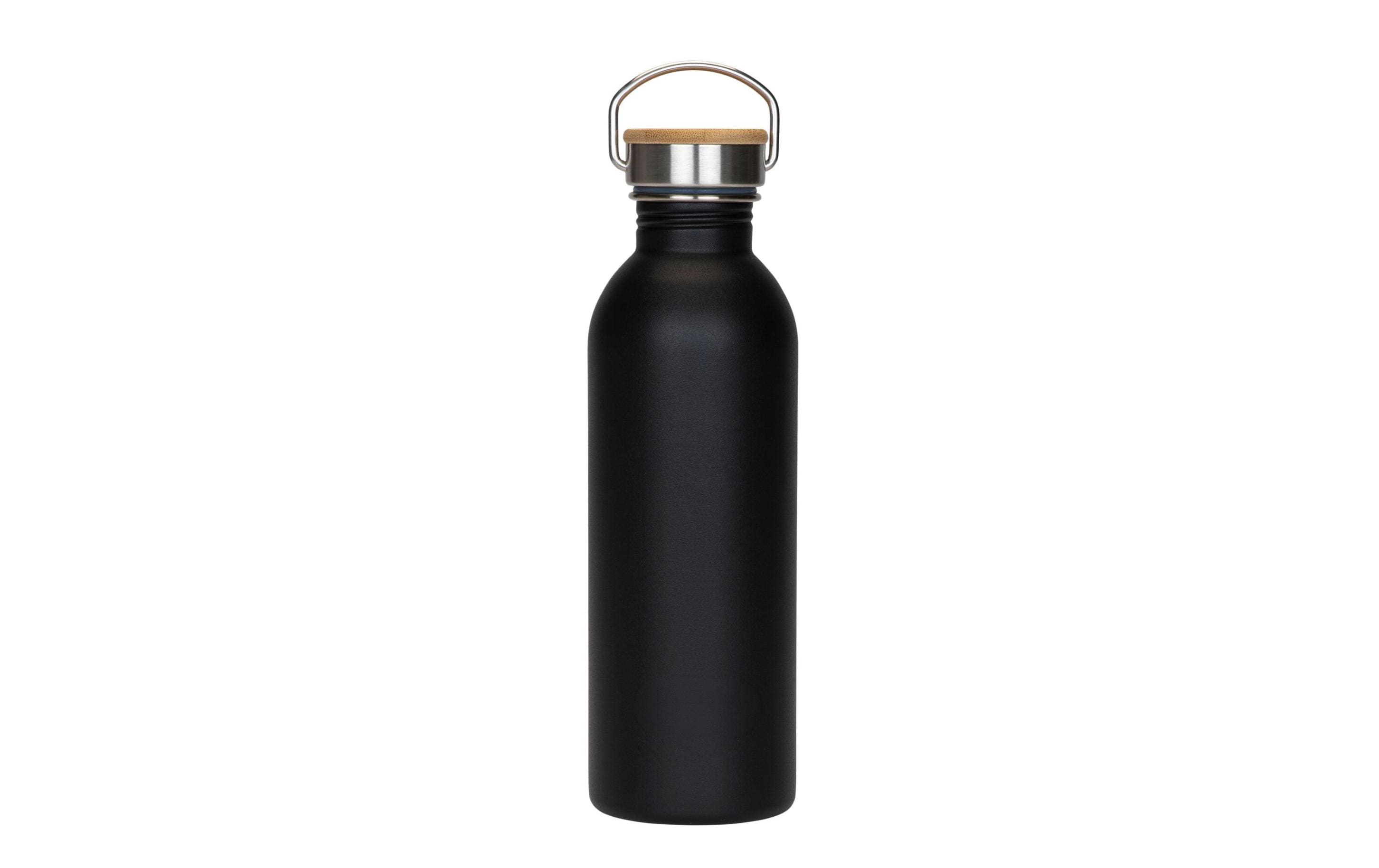 flasche, stahlflasche, schwarz, verschluss, korken,  Wasserflasche,  Trinkflasche,  Metall,  schwarz,  Deckel aus Holz
