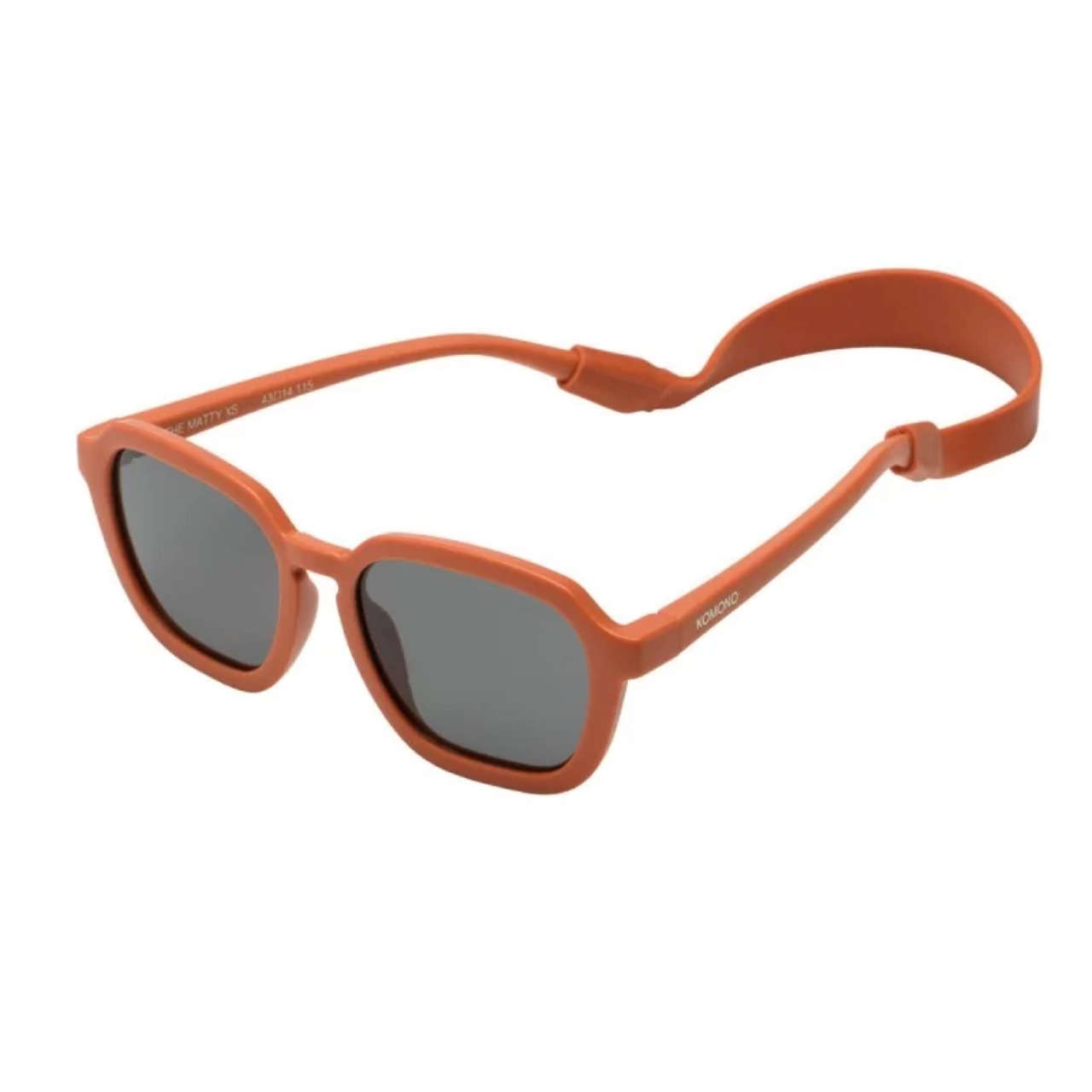 Sonnenbrille, Kunststoff, orange, runde Form, graue Gläser