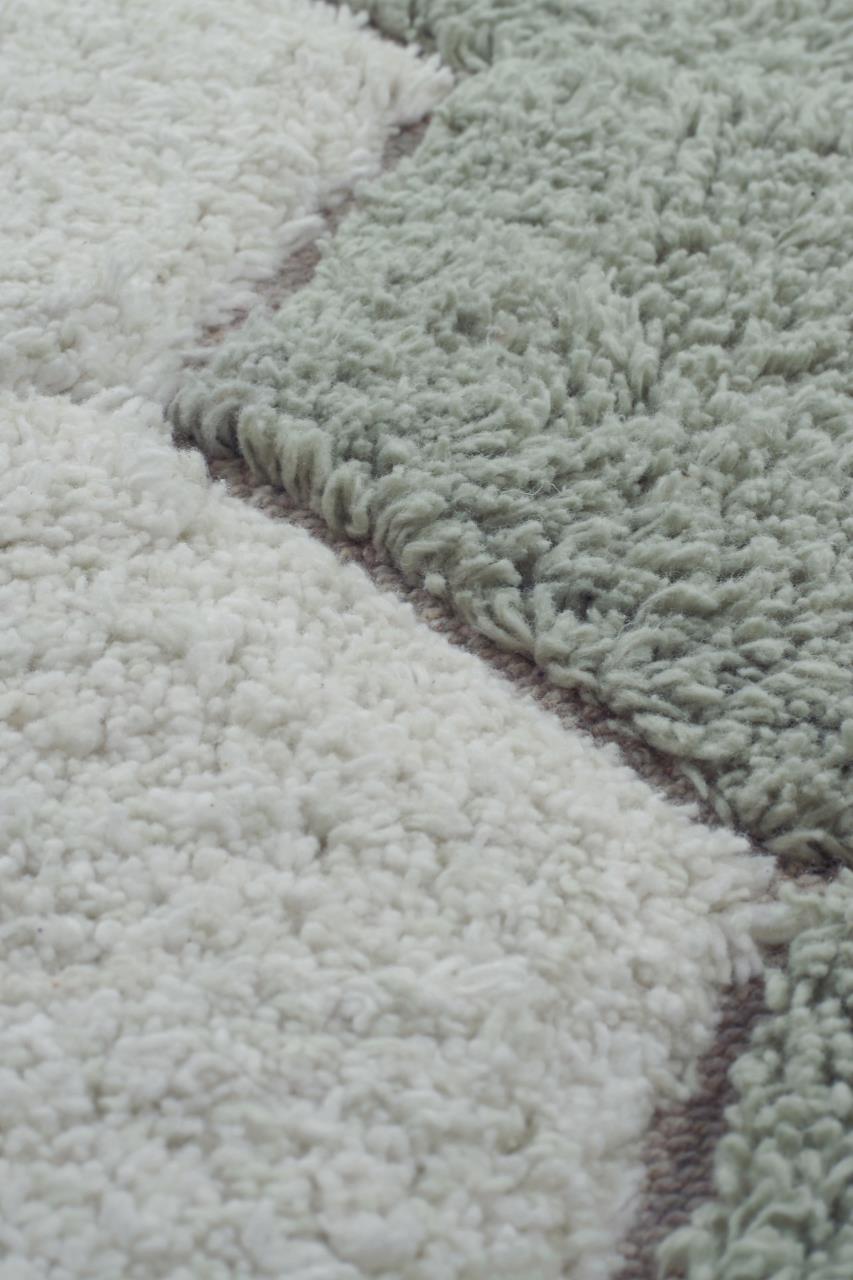 Runder Teppich Honeycomb, Salbeiblau/Elfenbein/Hellblau
