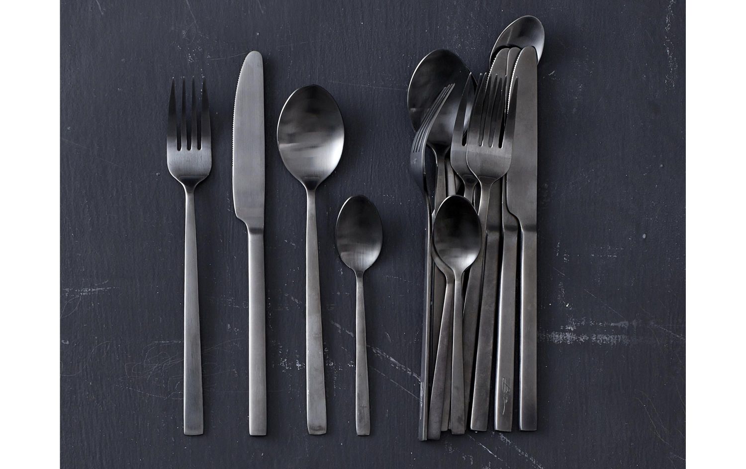 Besteck, Gabel, Messer, Löffel, Stahloberfläche