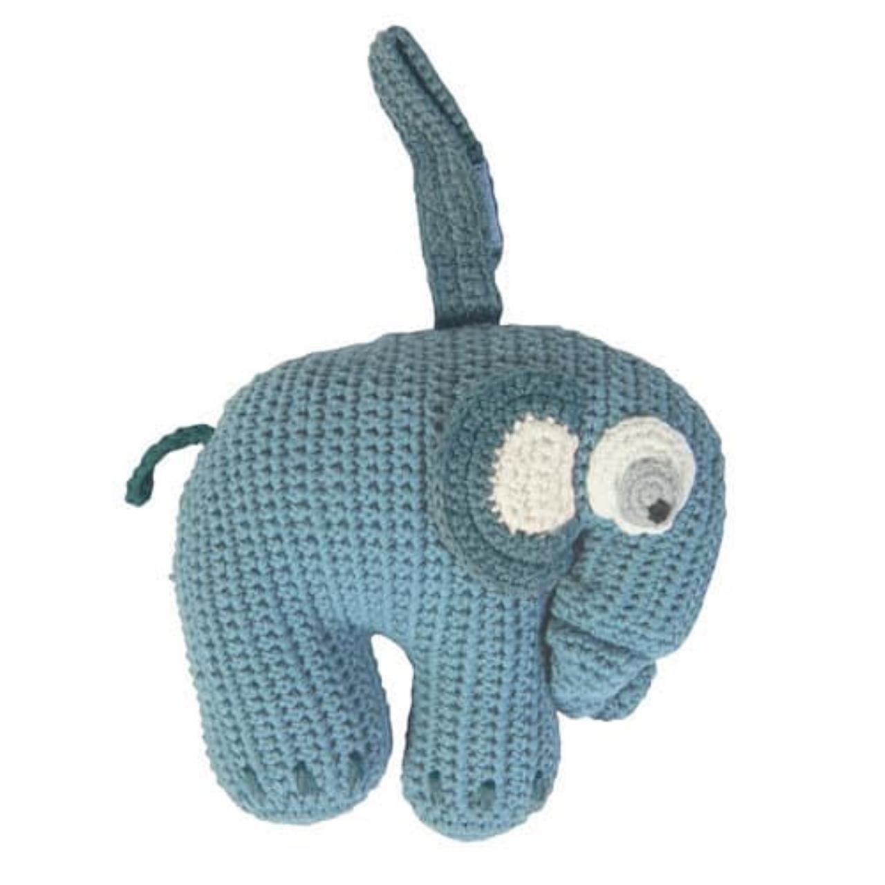 Häkel-Spieluhr, Fanto der Elefant, blau