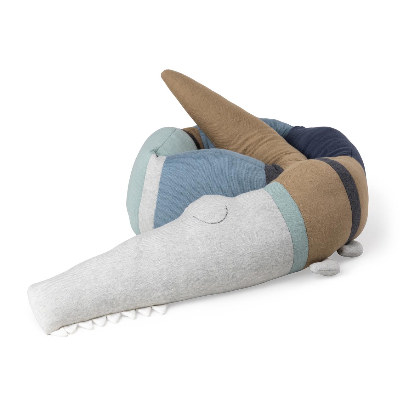 Gestrickte Bettschlange, Sleepy Croc, Dusty Blue Mix
