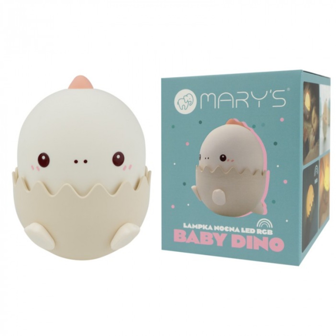 Baby Dino Lampe, LED Lampe, Eierschale Design, Rosa Akzente, Süßes Spielzeug