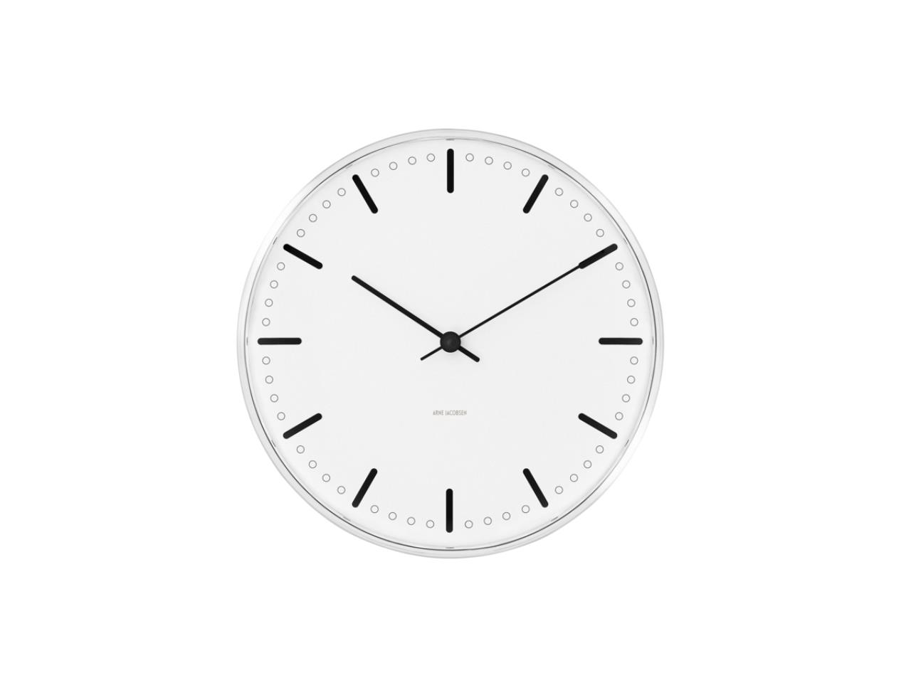 City Hall Wanduhr, 16.5cm, Weiss/Schwarz