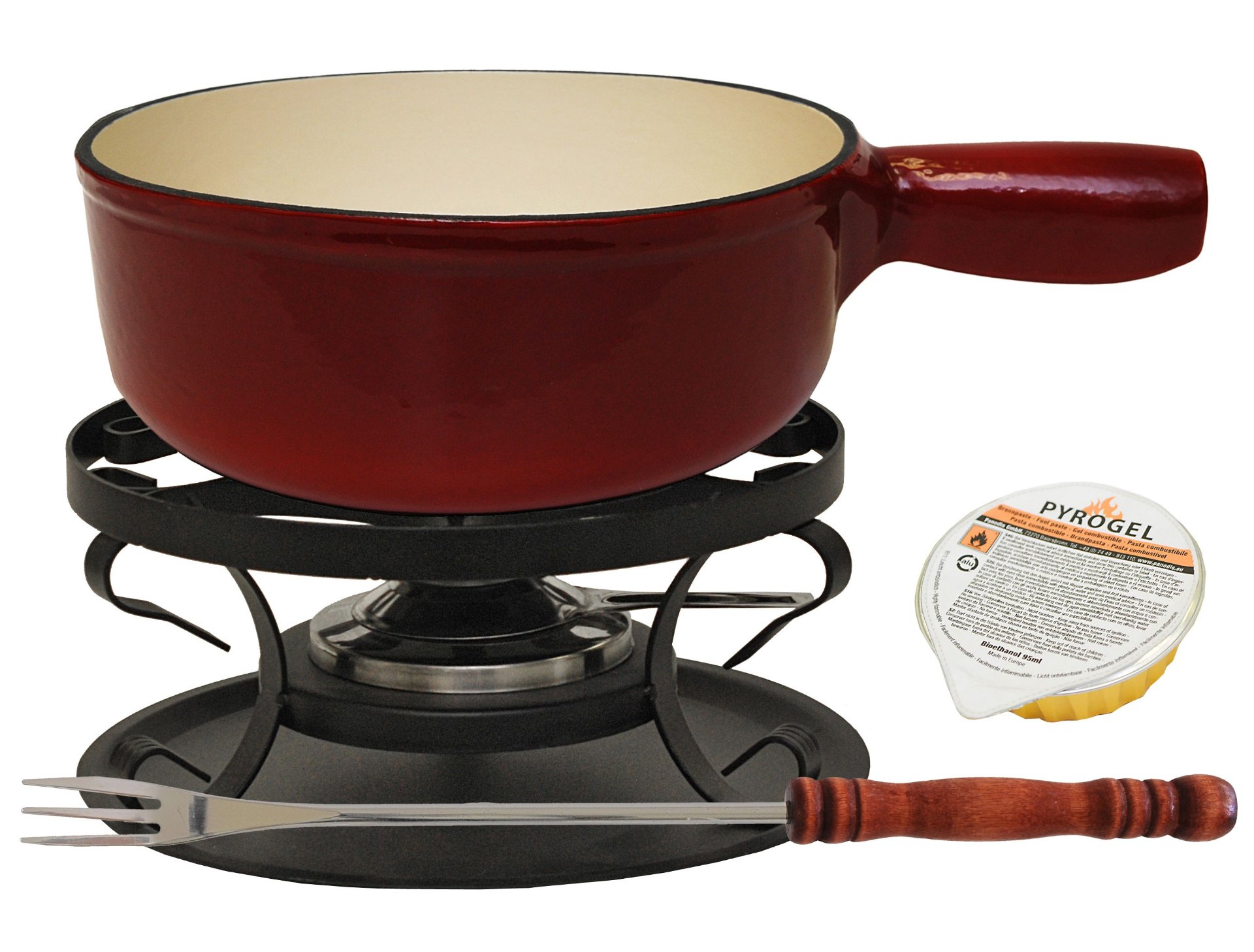 Fondue Topf, Fondue-Set, Rot, Metallgriff, Pilzaufsatz?