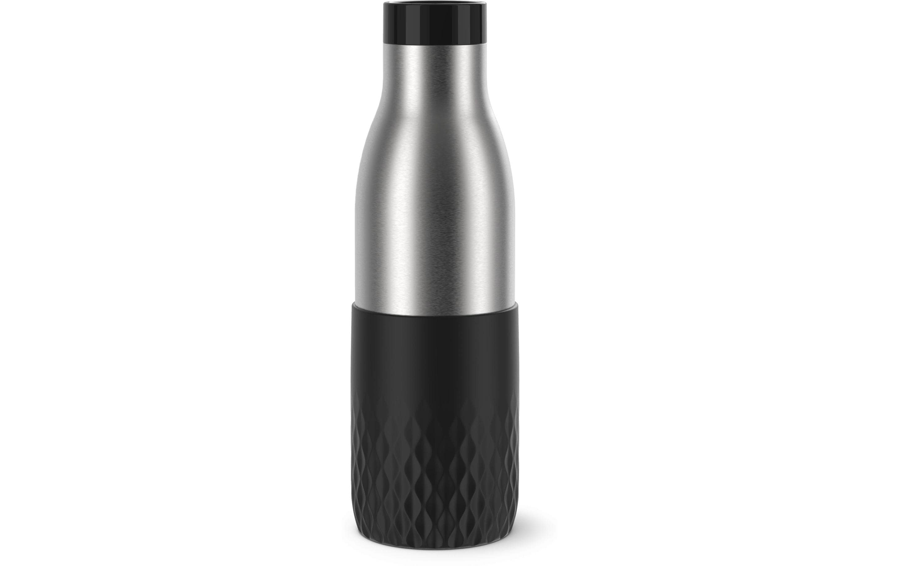 Trinkflasche, Stahl, Edelstahl, Schwarz, Gewindeverschluss