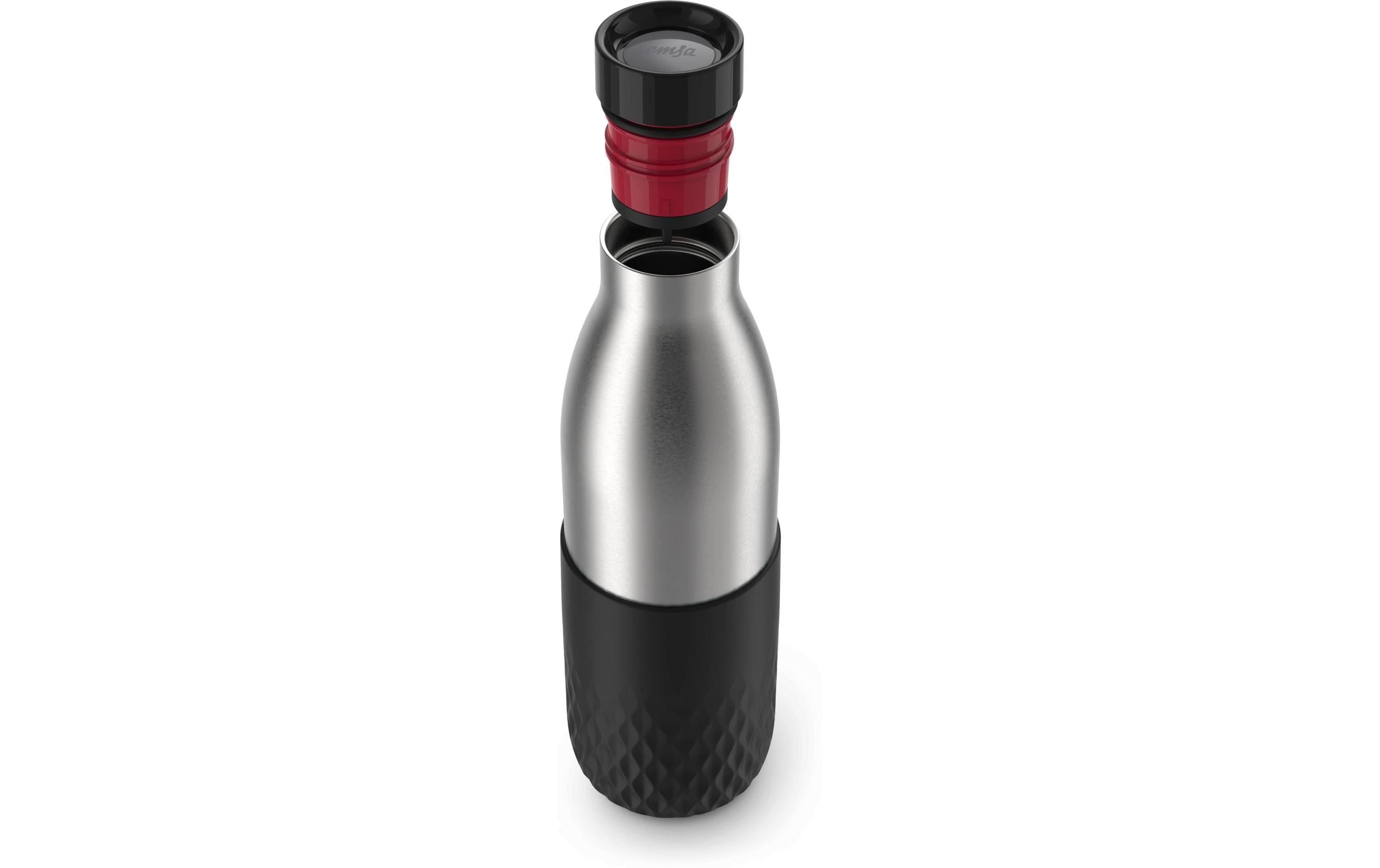 Thermosflasche, Edelstahl, Schwarz, Rot, Verschluss