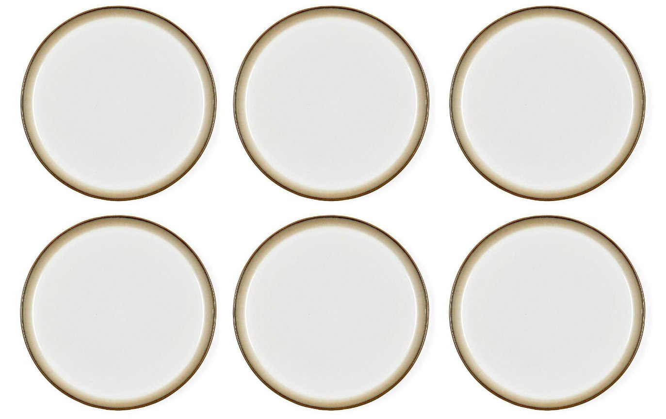 Teller, Porzellan, weißer Rand, rund, 6er-Set
