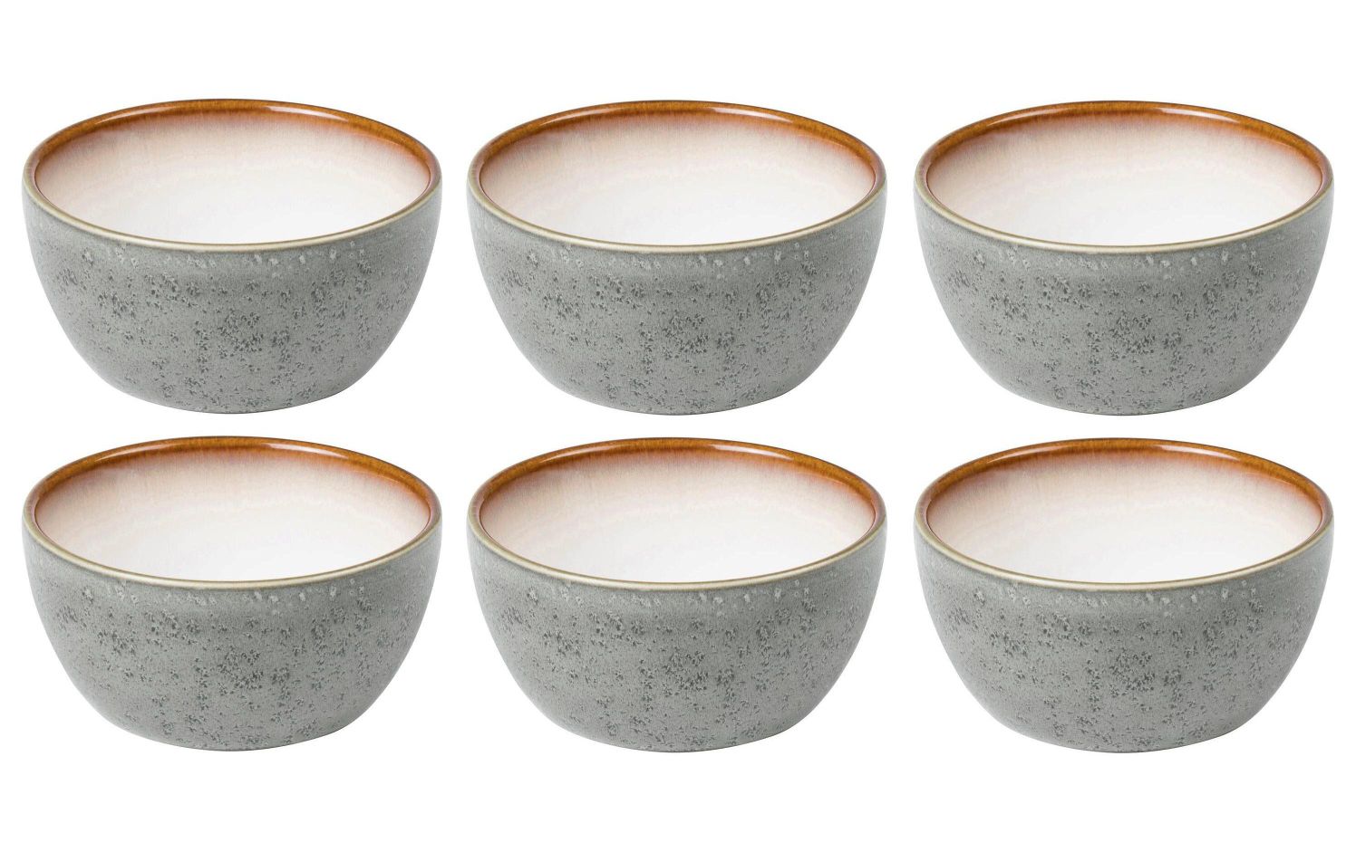 Schüssel, Keramikschüssel, Set, Grau, Rand-in-Orange