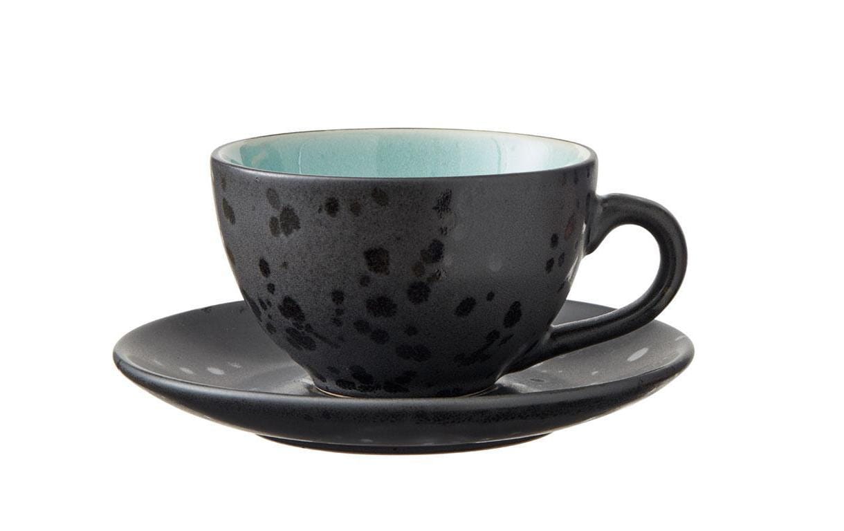 Kaffeetasse, Kaffee-/Tassengedeck, Keramiktasse, Schwarzgrau, Becher mit Muster