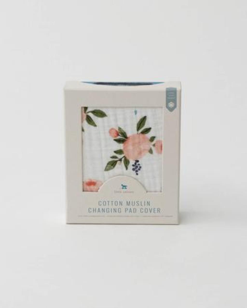 Baumwoll-Muslin Überzug für Wickelunterlage Watercolor Roses