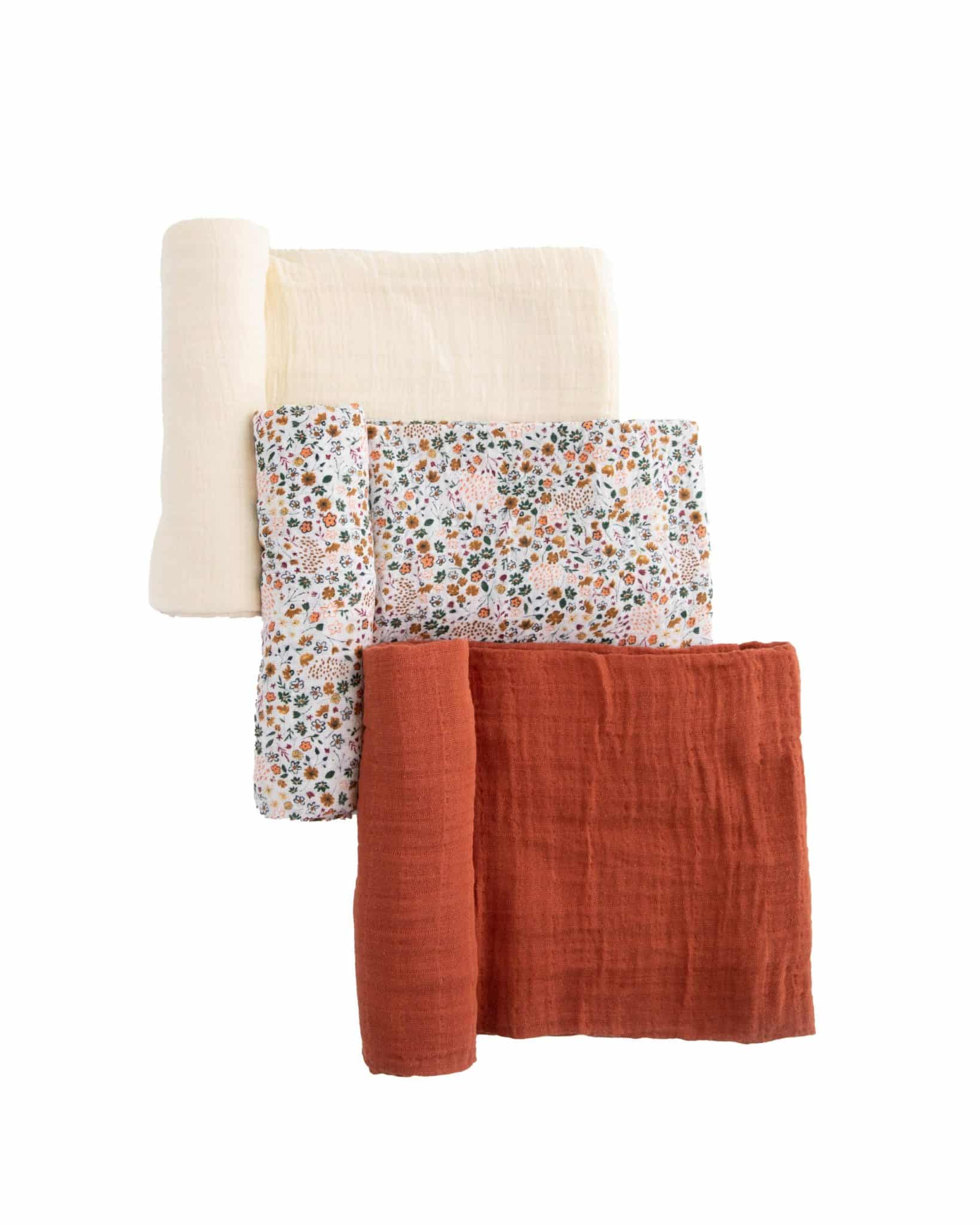 Cotton Muslin Swaddle 3 Pack - Pressed Petals